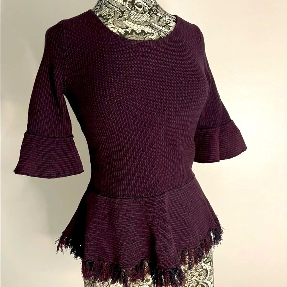 Ann Taylor Peplum Fringe Sweater extra small